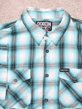 DIXXON Flannel Shirt Mens 3XL XXXL Blue Plaid Dogtown Bamboo Blend Short Sleeve